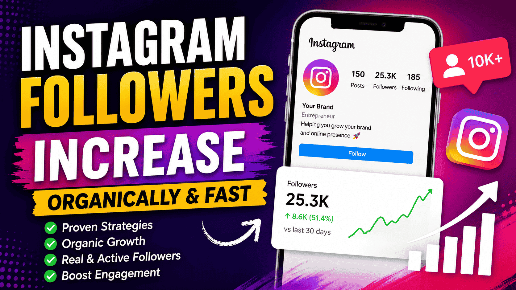 Instagram followers increase with organic growth